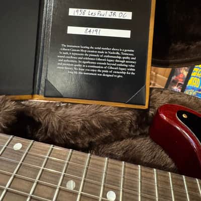 Gibson 1958 Custom Shop Les Paul Junior Double Cut in Cherry Red Nitro, P~90 Dog-Ear, New Dealer Trade, VOS, COA, Faux Alligator HSC and Fab SetUp! image 13