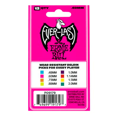 Ernie Ball Everlast Delrin Picks 12 Pack (.60mm), P09179 image 2