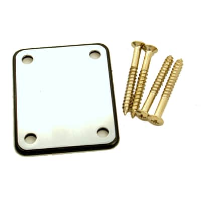 Replacement Metal Neck Plate For bolt-on neck Guitars ,w/4 Screws ,Chrome image 1