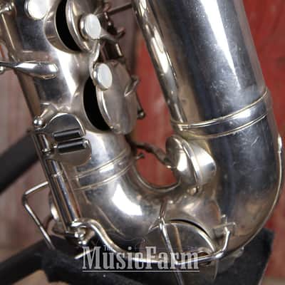 H N White King Vintage 1920s C Melody Saxophone Silver Made in the USA image 6