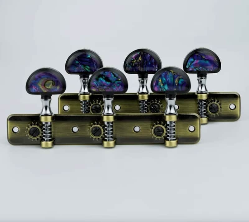 Bronze 3+3 Classical Guitar Machine Heads Tuning Pegs with Abalone Buttons Handles image 1