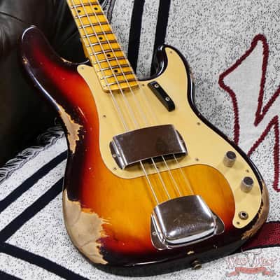 Fender Custom Shop Limited Edition 1958 P-Jazz Bass Precision Bass Body with Jazz Bass Neck Heavy Relic 3 Tone Sunburst 8.50 lbs image 8