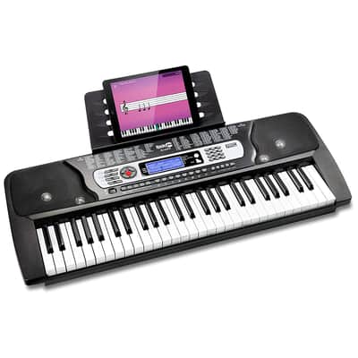 RockJam RJ654 54-Key Black Keyboard Piano with Power Supply, Sheet Music Stand, and Piano Note Stickers image 1