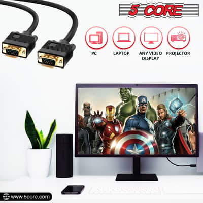 5 Core 3 Feet SVGA VGA Computer Monitor Cable Male to Male 1080p High Resolution - VGA 1001-VGA 1001 image 2