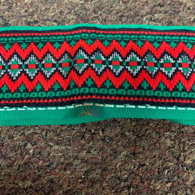 VINTAGE Green and Red pattern STRAP for GUITAR with metal buckle image 6