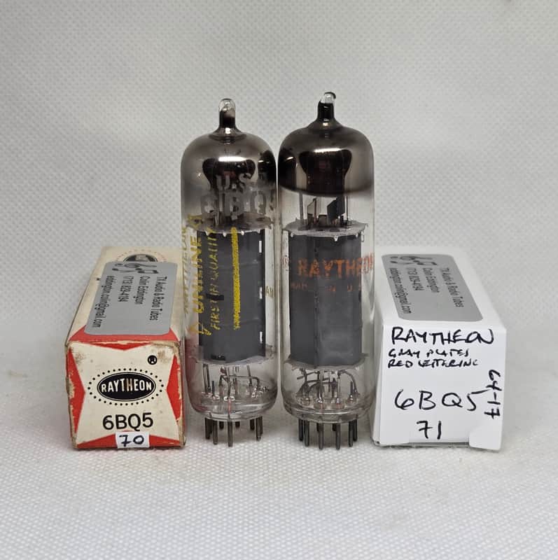 Raytheon 6BQ5 Gray Plate Almost Perfectly Matched (1.4%) Pair NOS EL84 image 1