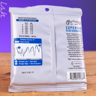 Martin MA550 13-56 Medium Authentic Acoustic SP 92/8 Phosphor Bronze Guitar Strings image 2
