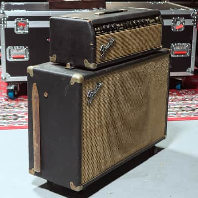 1965 Fender Bandmaster AB763 Piggyback Head and Cab Set *Fully Serviced* w/ TAD Capacitors, JBL D131 Speaker, Original Parts Included image 3