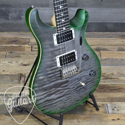Mint PRS Wood Library CE-24 Satin Quilt Top - Faded Gray Black Green Burst with Gigbag image 9