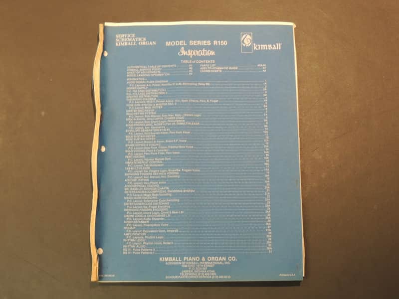 Kimball Model Series R150 Service Manual