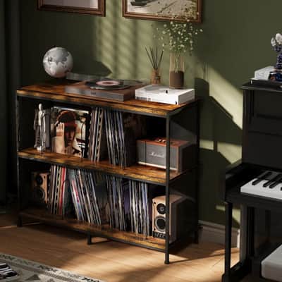 3-Tier Vinyl Record Storage Table – Turntable Stand & LP Album Cabinet (450+) image 5