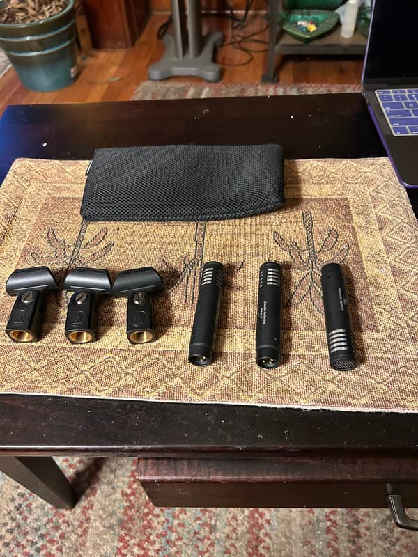 Audio-Technica PRO37 Small Diaphragm Cardioid Condenser Microphone 2010s - Black _ Set of three with clips and one pouch. image 1