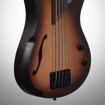 Ibanez SRH505 Bass Workshop Fretless Electric Bass, 5-String - Natural Brown Burst image 4