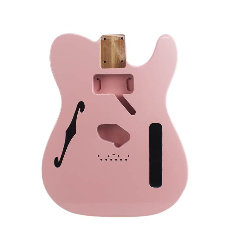 Pink Semi Hollow Guitar Telecaster Tele Style Alder Body image 1