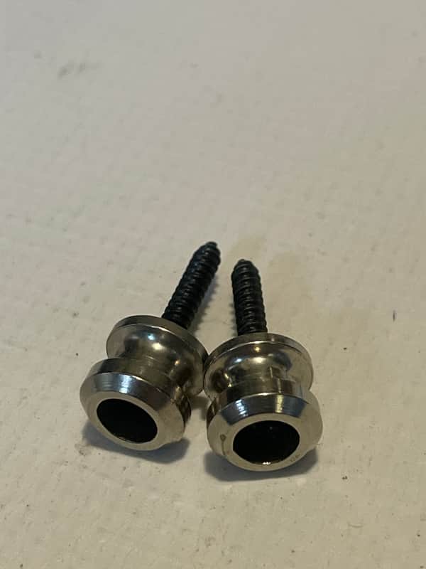 Immagine 1990's Era Used Schaller Electric Guitar Worn Chrome Strap Lock Buttons Set - 1