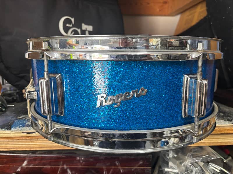 Rogers Luxor Cleveland Era Snare Drum Blue Sparkle image 1