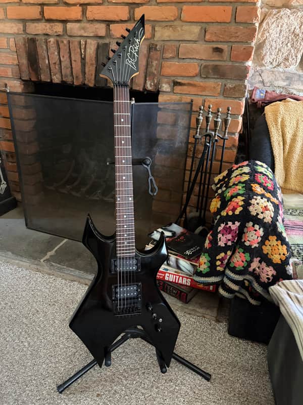1990s BC Rich  Platinum Series Warlock  - Black / Custom Airbrush image 1