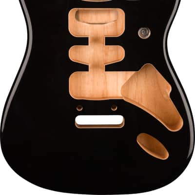 Fender Deluxe Series Stratocaster HSH Alder Body 2 Point Bridge Mount Black image 1
