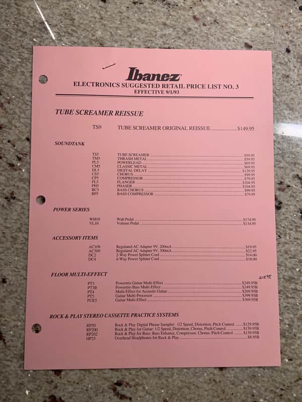 Vintage 1993 Ibanez Electronics Suggested Retail Price List! image 1