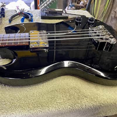 Epiphone EB-0 short scale bass guitar in black/ebony image 7