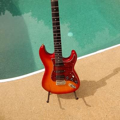 Partscaster Strat Moses Graphite Neck Fralins Cherry Sunburst Modulus image 1