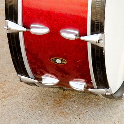 Used vintage Slingerland 26 x 8" Marching Bass Drum, Red Sparkle image 3