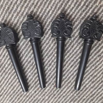 Hand Carved Violin Parts set for 4/4 size violin made of ebony wood image 2