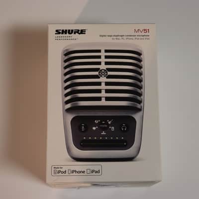 Shure MOTIV MV51 iOS / USB Large Diaphragm Condenser Microphone Black & Silver image 1
