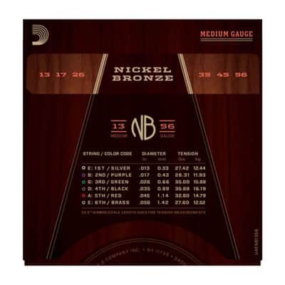 D'Addario NB1356 13-56 Nickel Bronze Acoustic Light Medium - Acustic Guitar Strings image 3