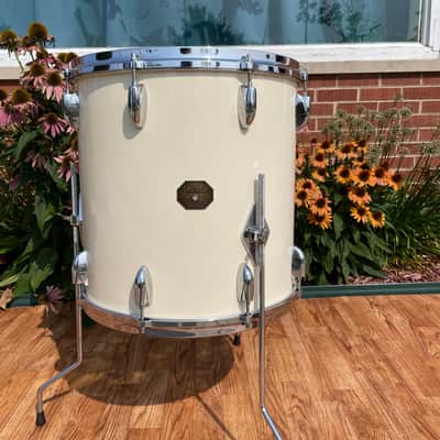 1970s Gretsch 16x16 Stop Sign Badge Floor Tom Drum White Nitron image 12