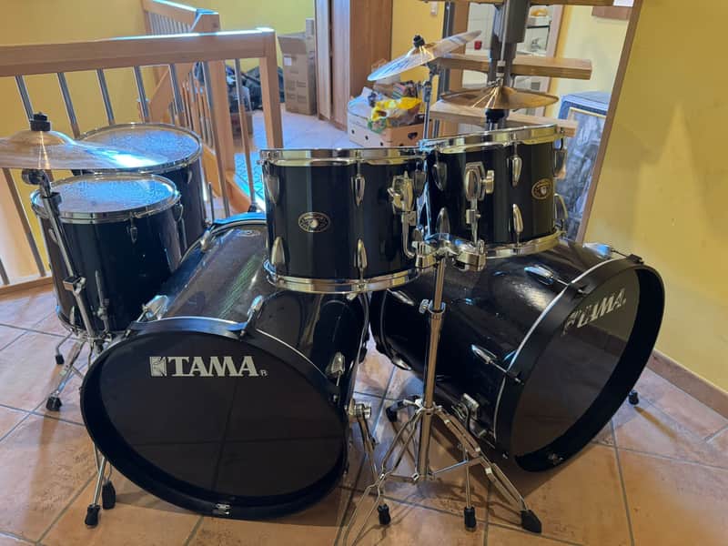 Tama Imperialstar Blacksparkle Double Bassdrum Kit 2010s - Black Sparkle image 1