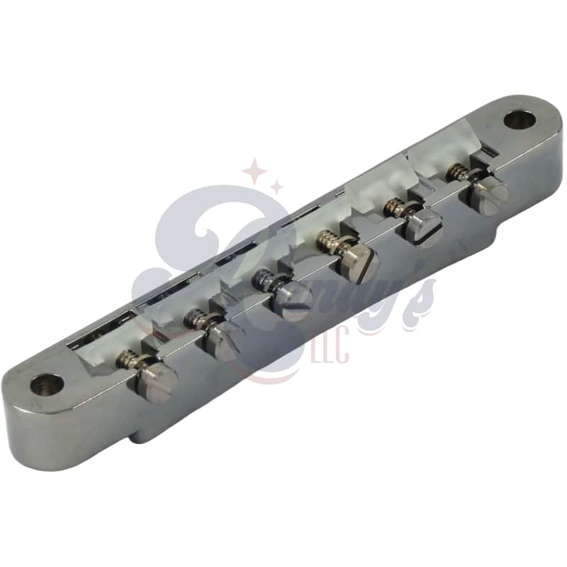 Advanced Plating 1273PC (Vintage Series) ABR-1 Bridge w/ Nylon Saddles - Fits Gibson®-Black Nickel/Pearl Chrome image 1