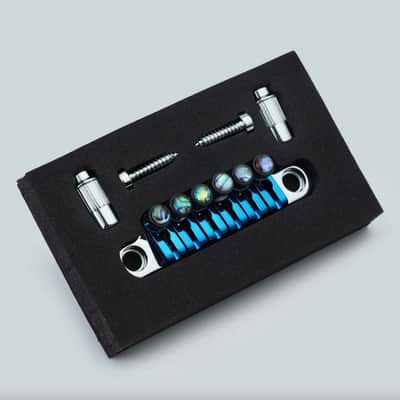 Chrome Vintage TP6 Tailpiece Bridge with Abalone Top Fine Tuning Screws image 2