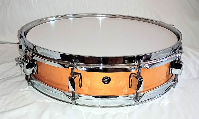 MP CUSTOM (C VIDEO) PICCOLO SNARE DRUM 14" 10 LUGS 93 shell - Amber maple FREE SHIP TO C-USA! image 1