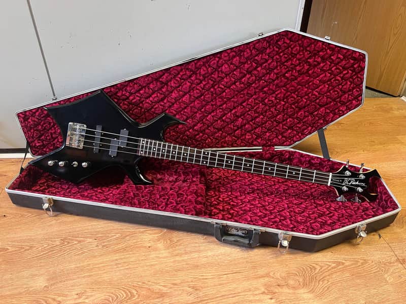 B.C. Rich Platinum Series Warlock Black Bass Guitar w/ Coffin Case image 1