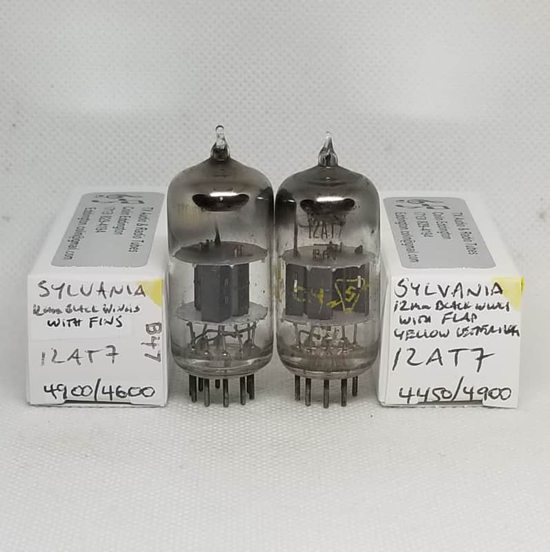 Sylvania 12AT7 Black Plate w/Fins Well Matched (9.1%) Pair NOS 12AT7 ECC81 image 1