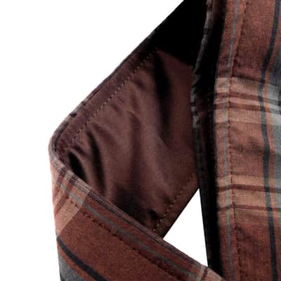 Brown, Black, Teal Blue Plaid Guitar Strap Artisan Handmade Scottish Tartan Motif image 4