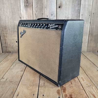 Fender Deluxe Reverb 1965 w/ Cover and Footswitch Serviced Very Good - Black image 4