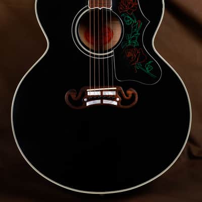 2005 Gibson SJ-200 Rose Custom Acoustic Guitar Black J-200 image 6