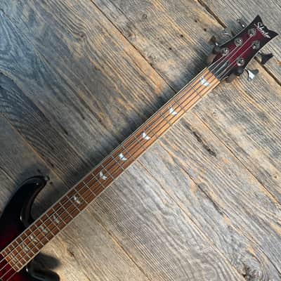 Used Schecter Stiletto Extreme 5 Bass Guitar - Black Cherry w/Bag image 3