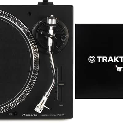 Pioneer DJ PLX-500 Direct Drive Turntable  Bundle with Native Instruments Traktor Butter Rugs DJ Slipmats with Traktor logo image 1