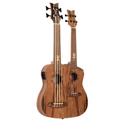 Ortega HYDRA-BSTE Custom Built Series Dao Top Mahogany Double Necks 4/4-String Acoustic-Electric Tenor Size Uke Bass w/Gig Bag image 2