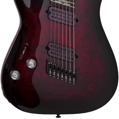 Schecter Omen Elite-7 Multiscale LH Black Cherry Burst image 1