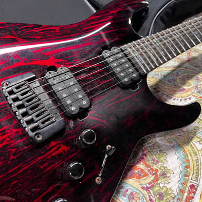 Schecter C-1 Silver Mountain Blood Moon Electric Guitar w Case image 3