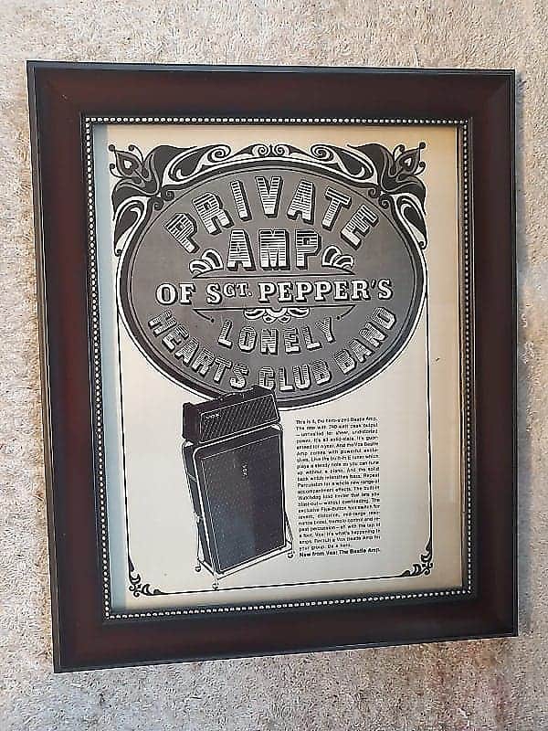 1967 Vox Amplifiers Promotional Ad Framed Beatles Sgt Peppers Vox Super Beatle Amp Original RARE image 1