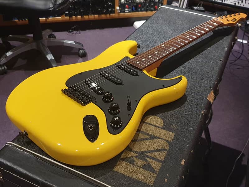 ESP Graffiti Yellow Super Strat RARE Hardtail HT! Stacked Seymour