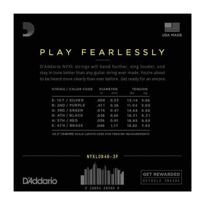 D'Addario Guitar Strings 3-Pack  NYXL 0946  Electric  Light Gauge 09-46 image 2