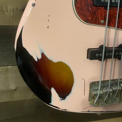 Real Life Relics Squier Jazz Bass Shell Pink Refinish Nitro Lacquer image 3