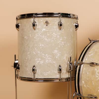 1965 Slingerland "Gene Krupa Deluxe" White Marine Pearl Drum Set image 4