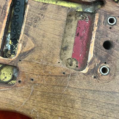 Vintage Fender Jaguar Body & Neck 1963 Stripped Candy Apple Red Pre CBS Clay Dots Brazilian Rosewood image 9